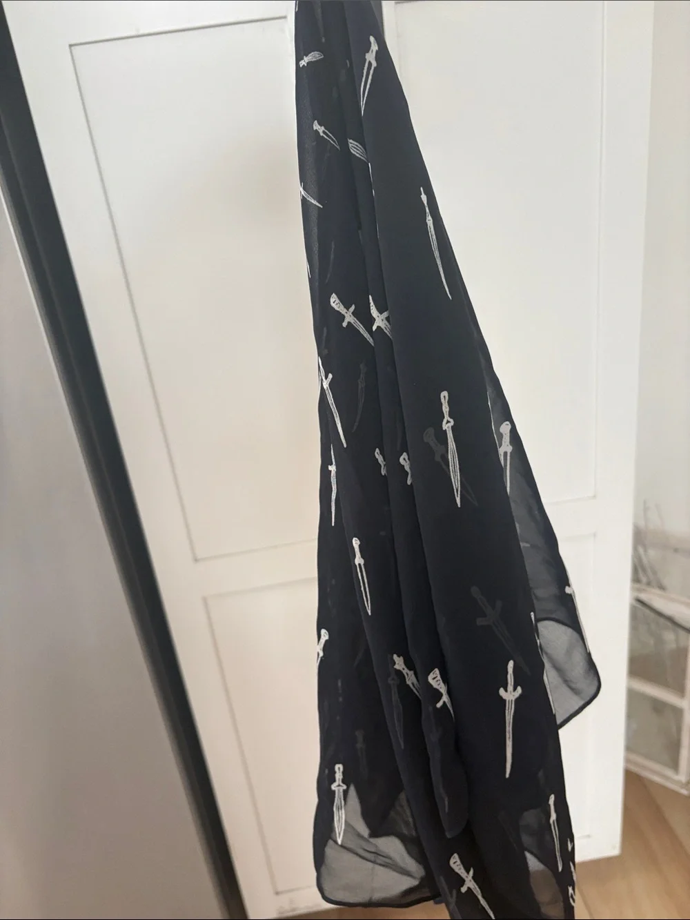 rag & bone Blue Silk Scarf with White Dagger Print